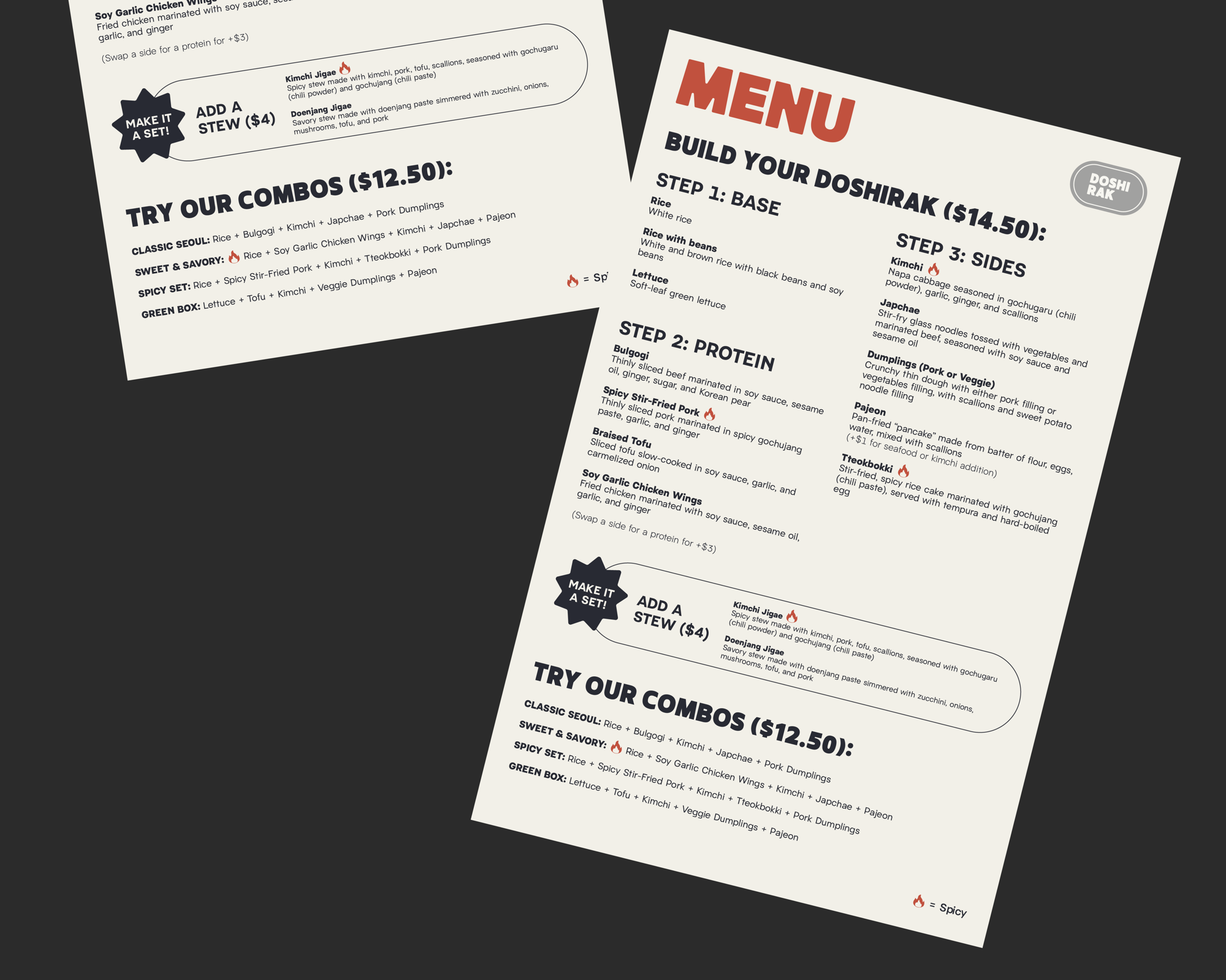 Doshirak menu