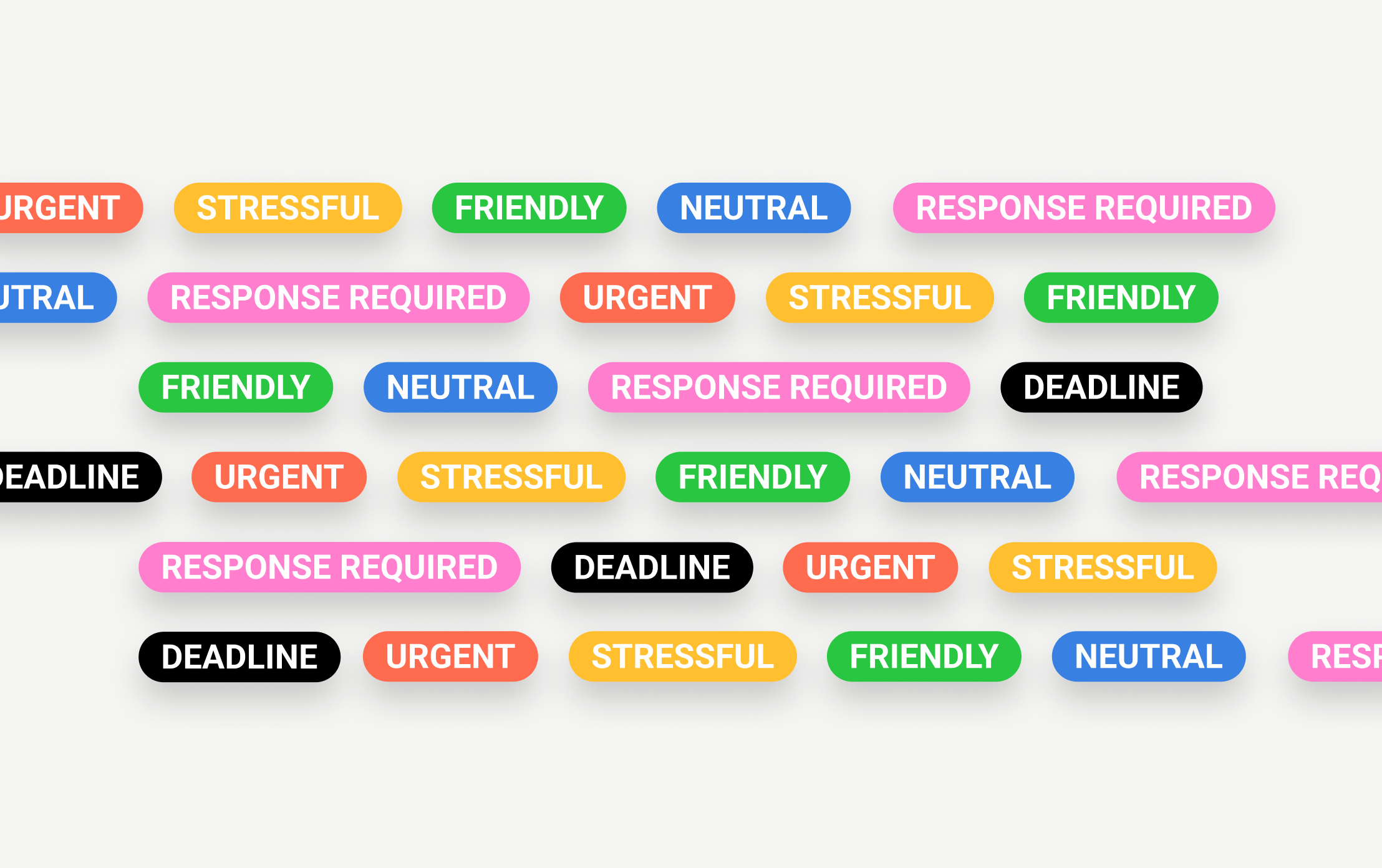 Emote Mail AI sentiment tag system showing urgency and emotional tone labels